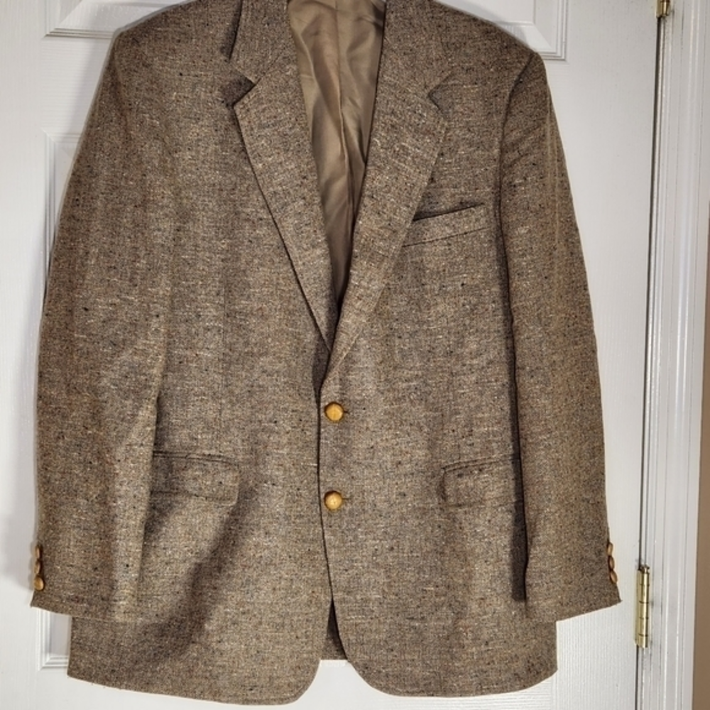 Haggar Sport Coat Vtg Wool Blend Size 42 Made in‎ USA Wood Buttons